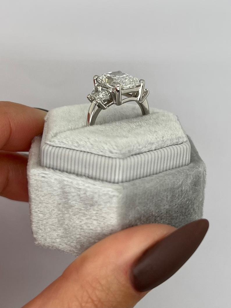 4 Carat Radiant Lab-Grown Diamond Three Stone Engagement Ring 4