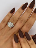 Load image into Gallery viewer, 4 Carat Radiant Lab-Grown Diamond Three Stone Engagement Ring
