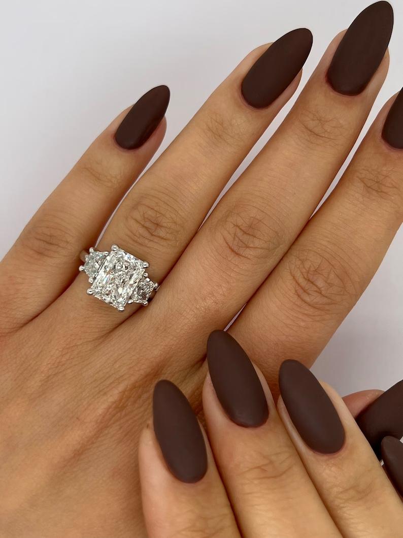 4 Carat Radiant Lab-Grown Diamond Three Stone Engagement Ring 5