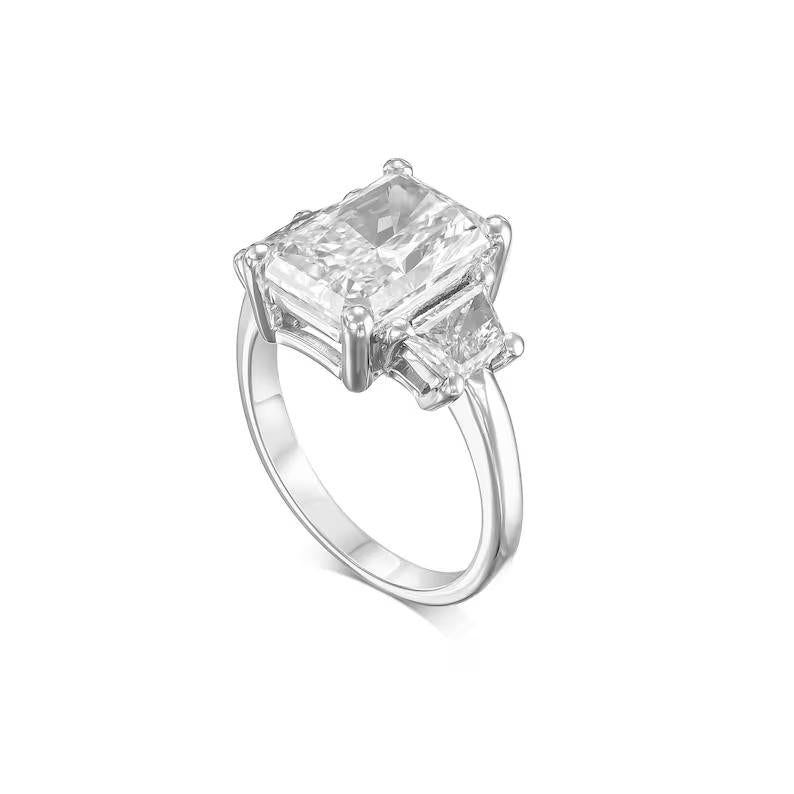 4 Carat Radiant Lab-Grown Diamond Three Stone Engagement Ring 6