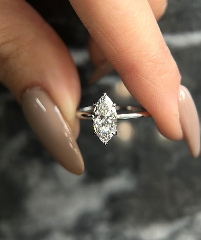 1.0 CT Marquise-Cut Lab-Grown Diamond Solitaire Ring