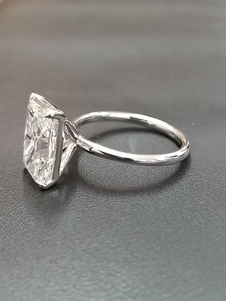 5 Carat Radiant Lab-Grown Diamond Solitaire Engagement Ring