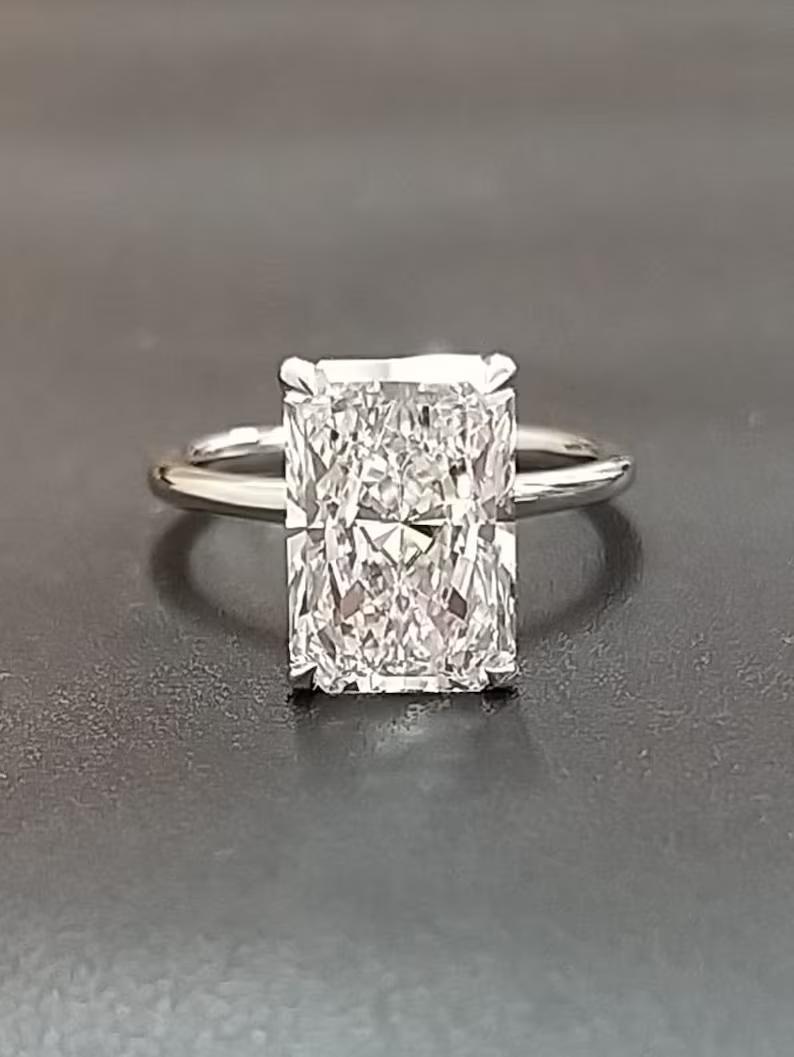 5 Carat Radiant Lab-Grown Diamond Solitaire Engagement Ring