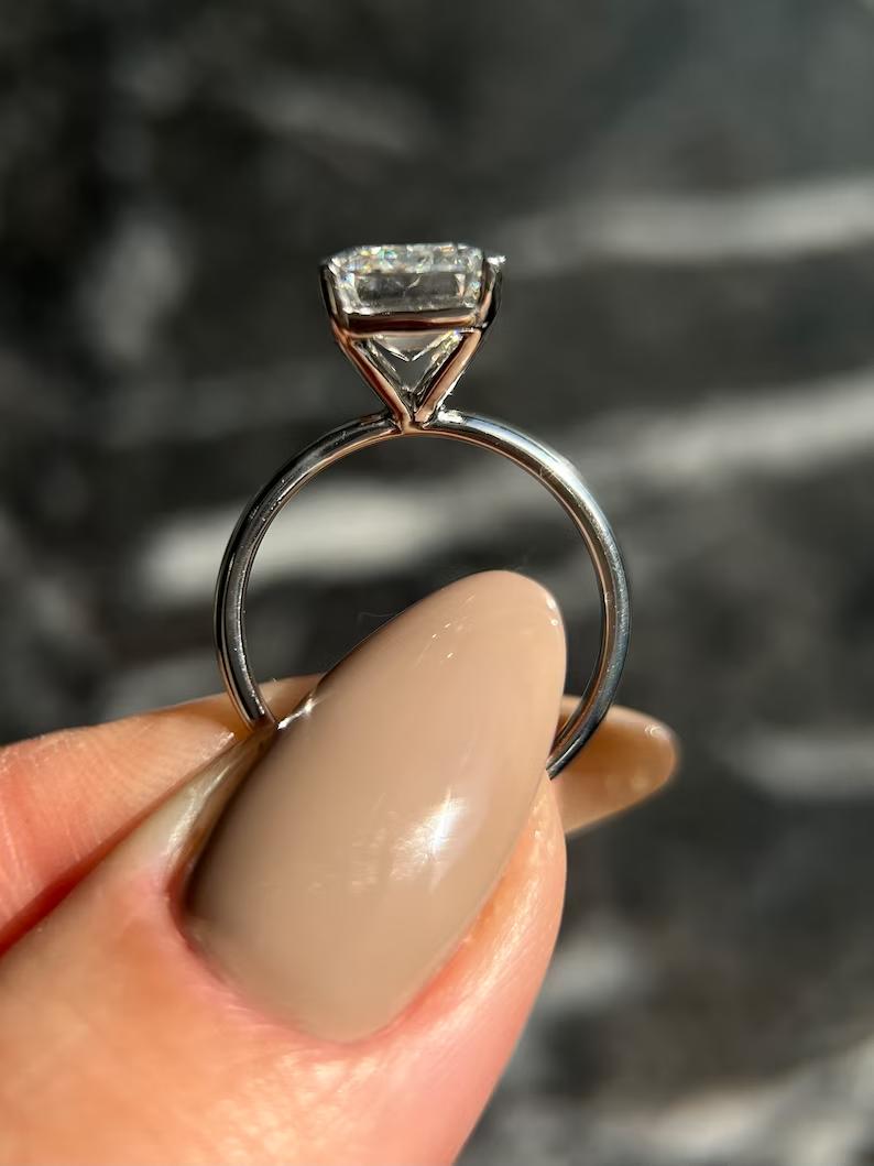 5 Carat Emerald-Cut Lab-Grown Diamond Solitaire Ring