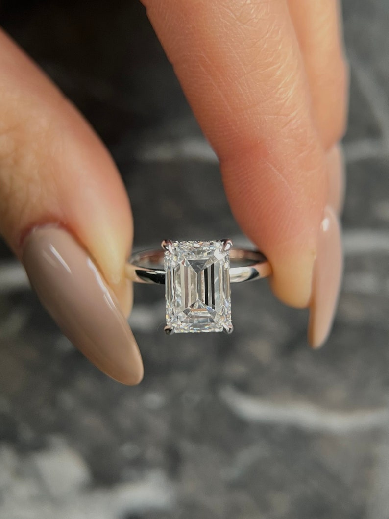 4 CT Emerald Hidden Halo Lab-Grown Diamond Engagement Ring 2