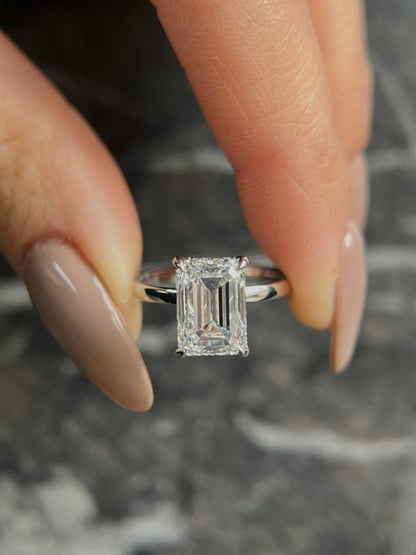 4 CT Emerald Hidden Halo Lab-Grown Diamond Engagement Ring 2