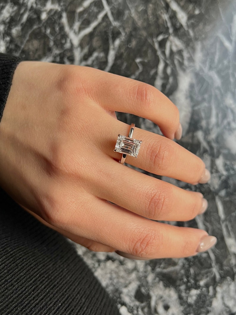 4 CT Emerald Hidden Halo Lab-Grown Diamond Engagement Ring 1