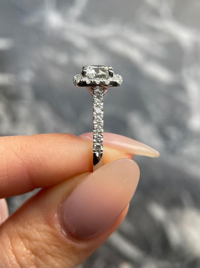 1.5 CT Round Lab-Grown Diamond Halo & Pave Engagement Ring