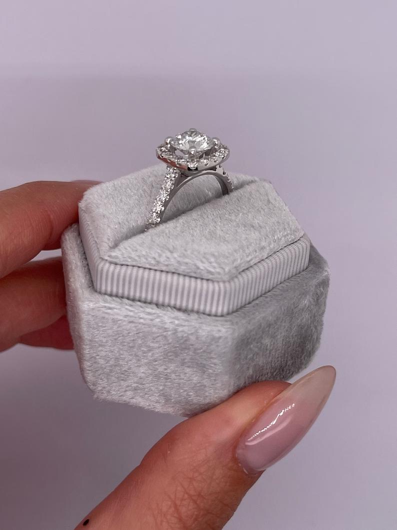 1.5 CT Round Lab-Grown Diamond Halo & Pave Engagement Ring