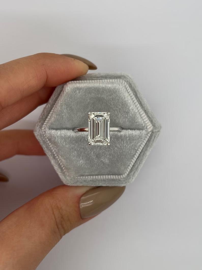 5 Carat Emerald-Cut Lab-Grown Diamond Solitaire Ring 7
