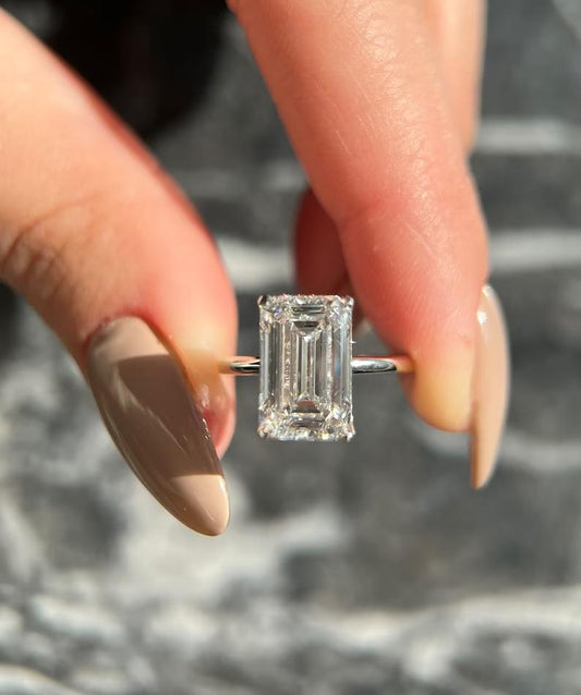 5 Carat Emerald-Cut Lab-Grown Diamond Solitaire Ring