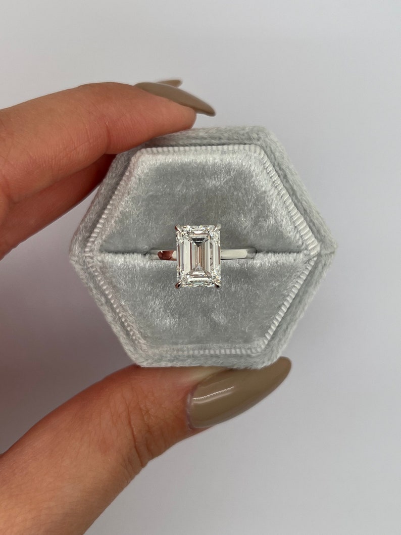 4 CT Emerald Hidden Halo Lab-Grown Diamond Engagement Ring 5