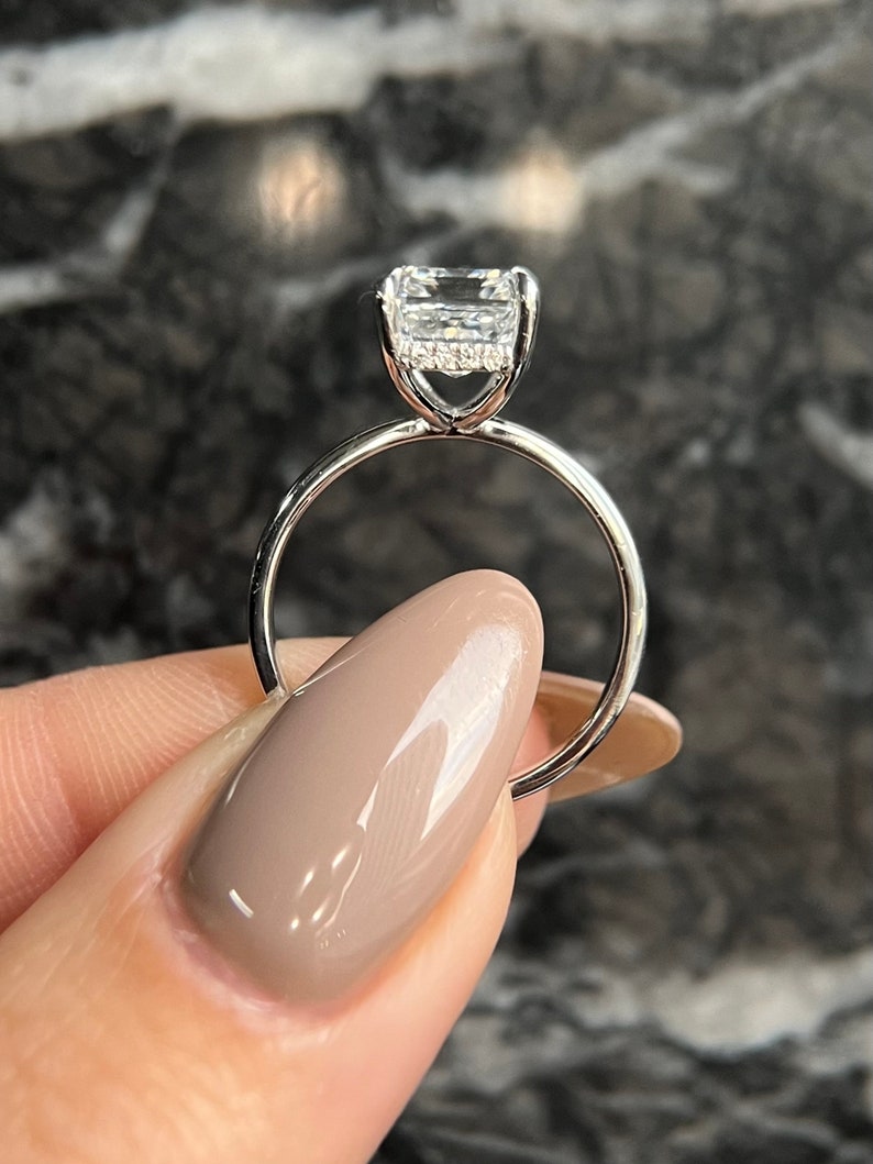 4 CT Emerald Hidden Halo Lab-Grown Diamond Engagement Ring 7