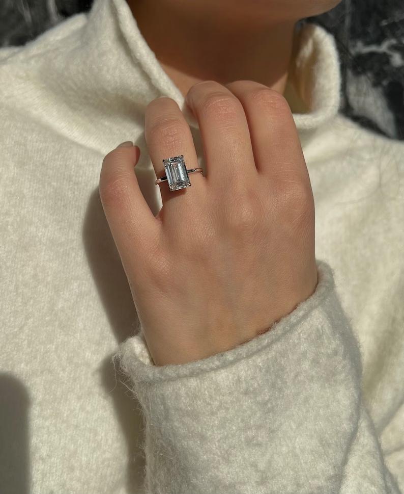 5 Carat Emerald-Cut Lab-Grown Diamond Solitaire Ring 9