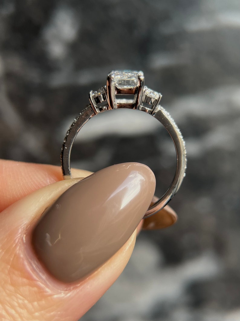 1 CT Emerald-Cut Lab-Grown Diamond Triad Engagement Ring