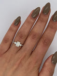 Load image into Gallery viewer, 1 CT Emerald-Cut Lab-Grown Diamond Triad Engagement Ring
