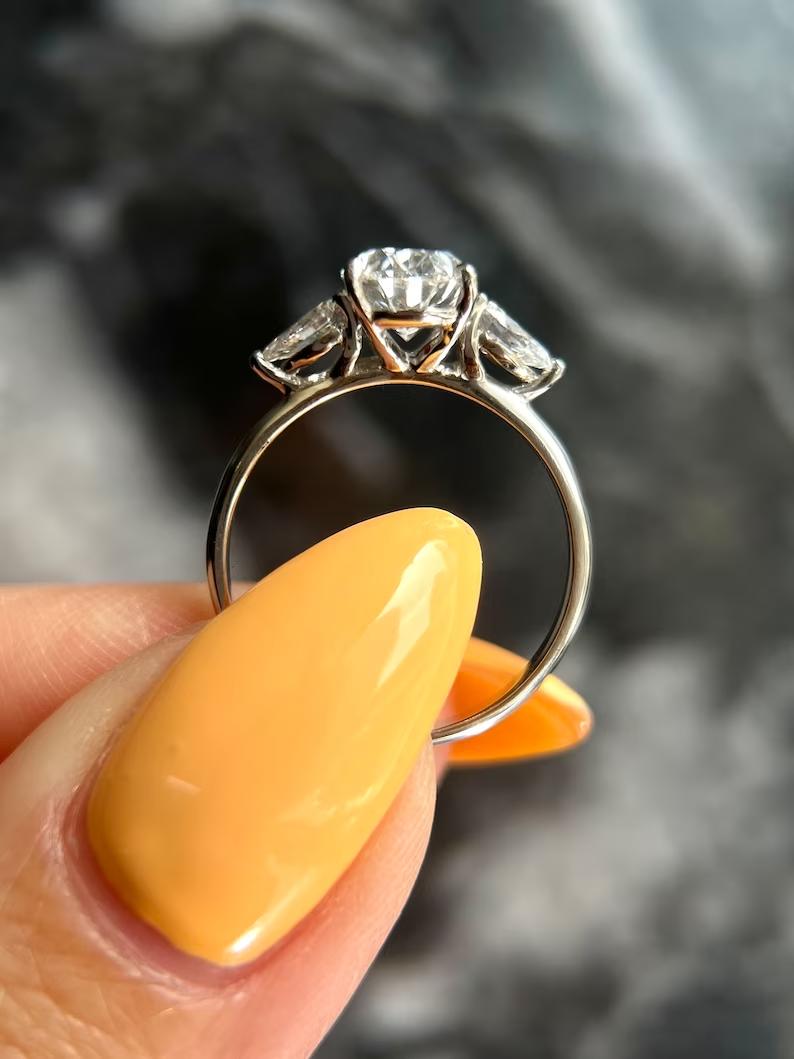 1.5 CT Oval Lab-Grown Diamond Trio Elegance Engagement Ring 6