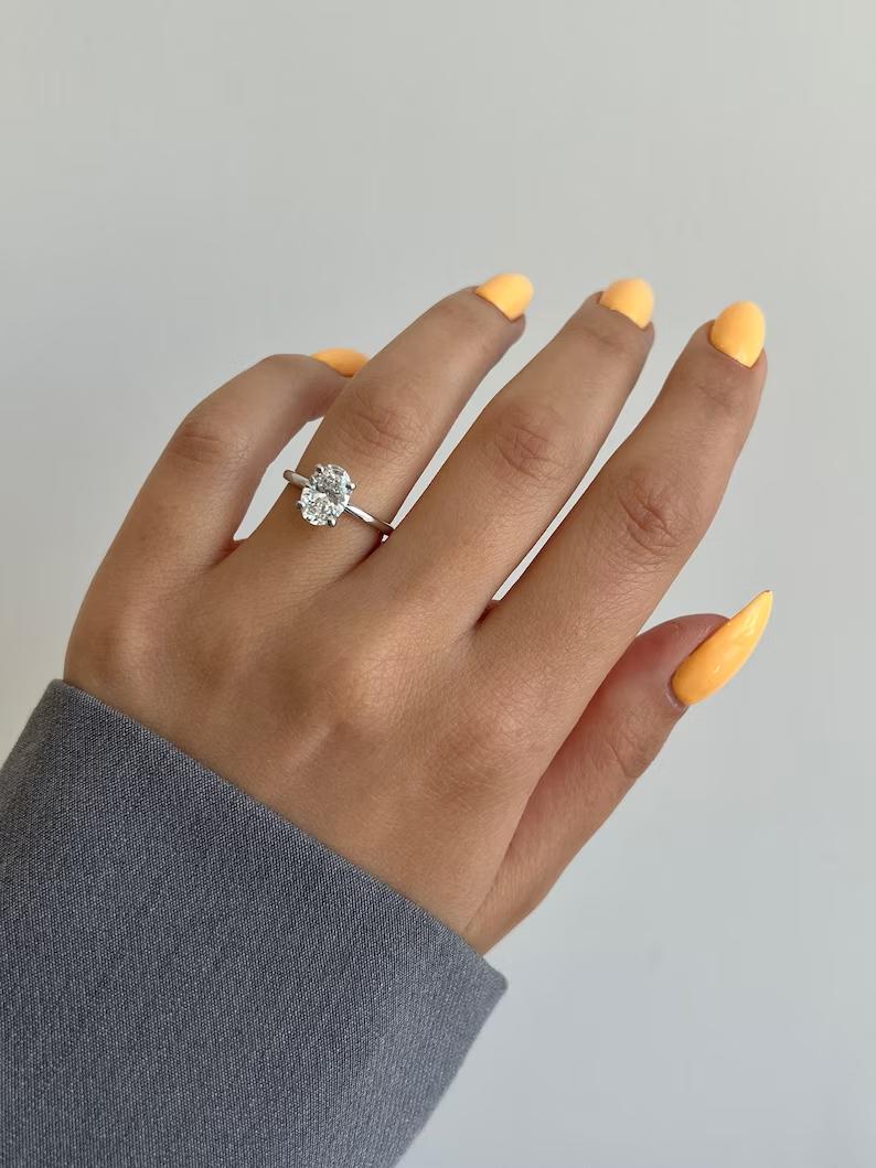 1.5 CT Oval Lab-Grown Diamond Ring with Hidden Halo Elegance 2