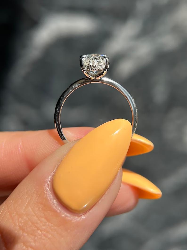 1.5 CT Oval Lab-Grown Diamond Ring with Hidden Halo Elegance 3