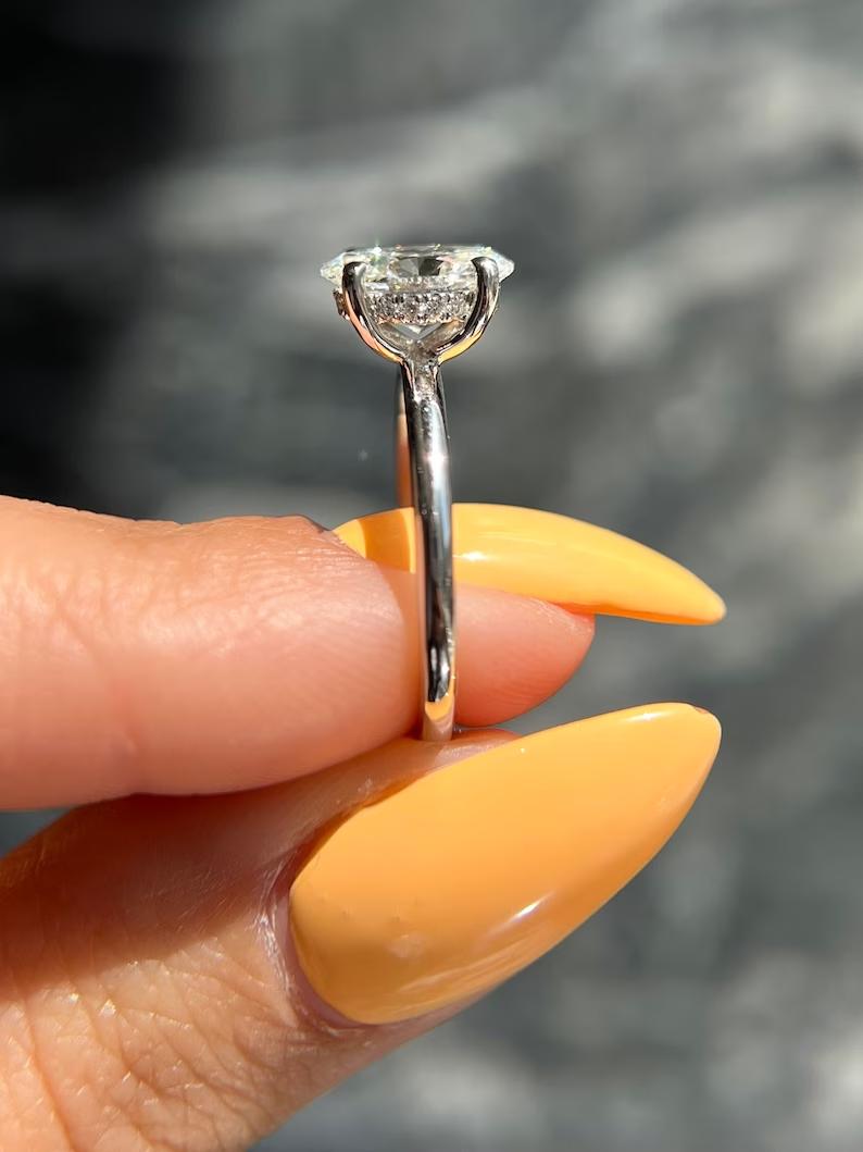 1.5 CT Oval Lab-Grown Diamond Ring with Hidden Halo Elegance 4