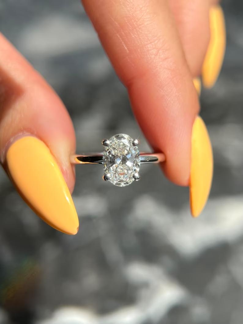 1.5 CT Oval Lab-Grown Diamond Ring with Hidden Halo Elegance 1