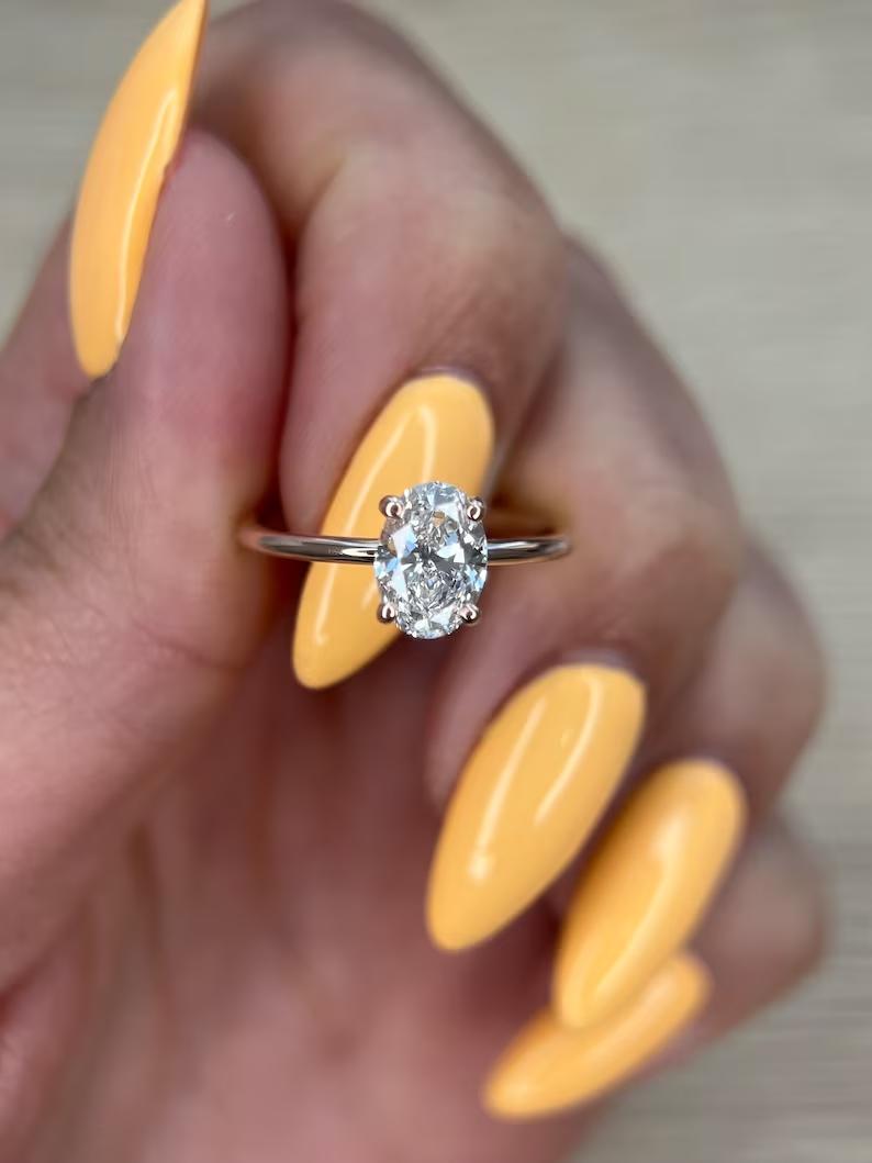 1 CT Oval Lab-Grown Diamond Solitaire Engagement Ring in Rose Gold 3