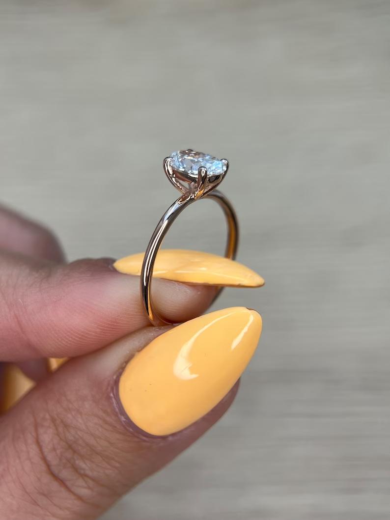 1 CT Oval Lab-Grown Diamond Solitaire Engagement Ring in Rose Gold 4