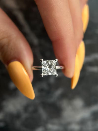 1.5 CT Princess-Cut Lab Diamond Solitaire Engagement Ring 1