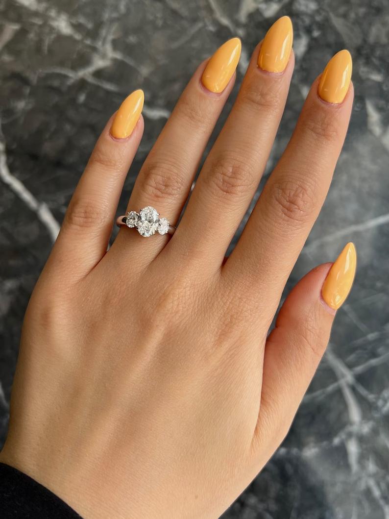 1.5 CT Oval Lab-Grown Diamond Trio Engagement Ring 2