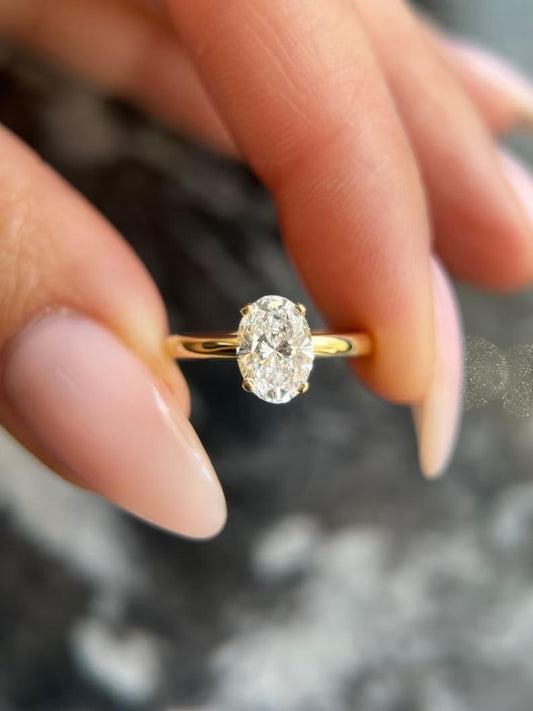 Radiant Elegance: 1 CT Oval Lab-Grown Diamond Hidden Halo Engagement Ring