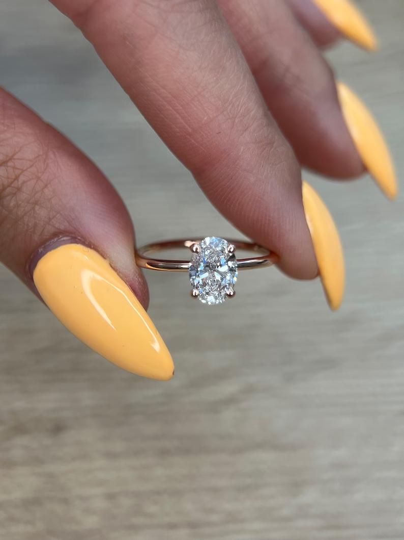 1 CT Oval Lab-Grown Diamond Solitaire Engagement Ring in Rose Gold 1