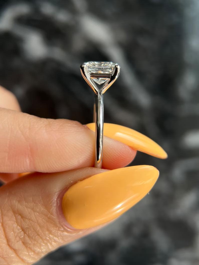 1.5 CT Princess-Cut Lab Diamond Solitaire Engagement Ring 3
