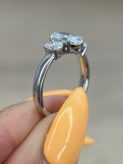 1.5 CT Oval Lab-Grown Diamond Trio Engagement Ring 6