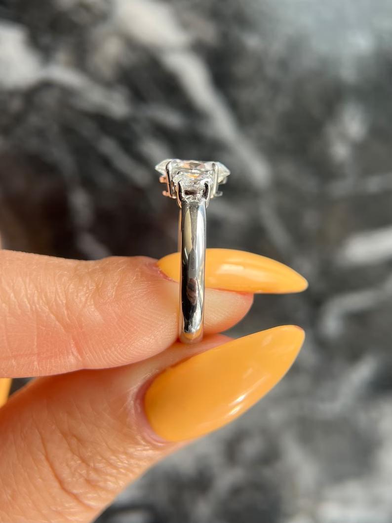 1.5 CT Oval Lab-Grown Diamond Trio Engagement Ring 7
