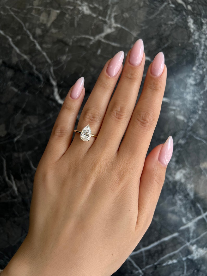 Radiant Elegance: 2.0 CT Pear Lab-Grown Diamond Solitaire Engagement Ring 2