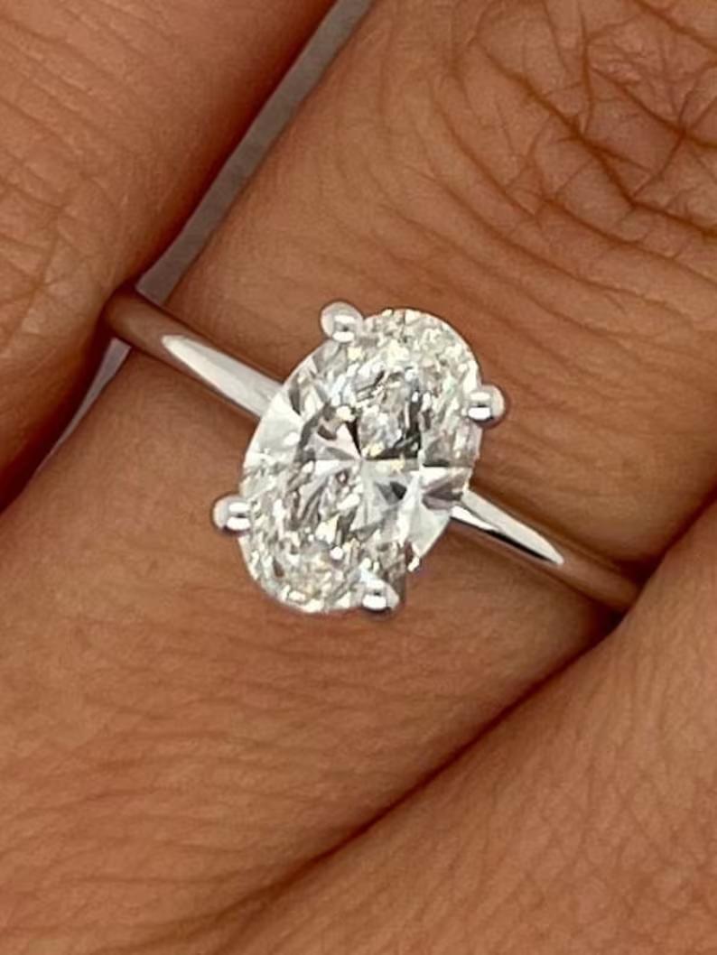 1 CT Oval Lab-Grown Diamond Gold Solitaire Engagement Ring 8