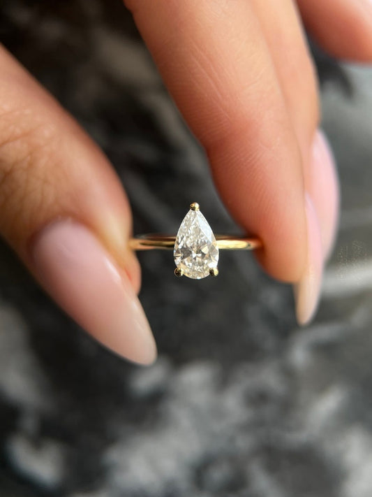 1 CT Pear Lab-Grown Diamond Solitaire Engagement Ring