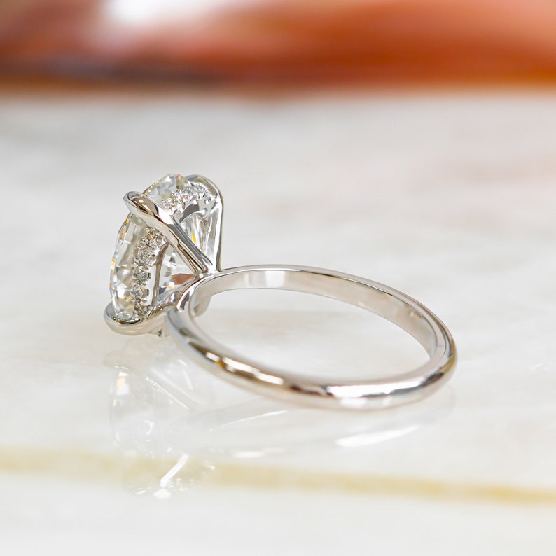 3.05 CT Oval Lab-Grown Diamond Hidden Halo Engagement Ring