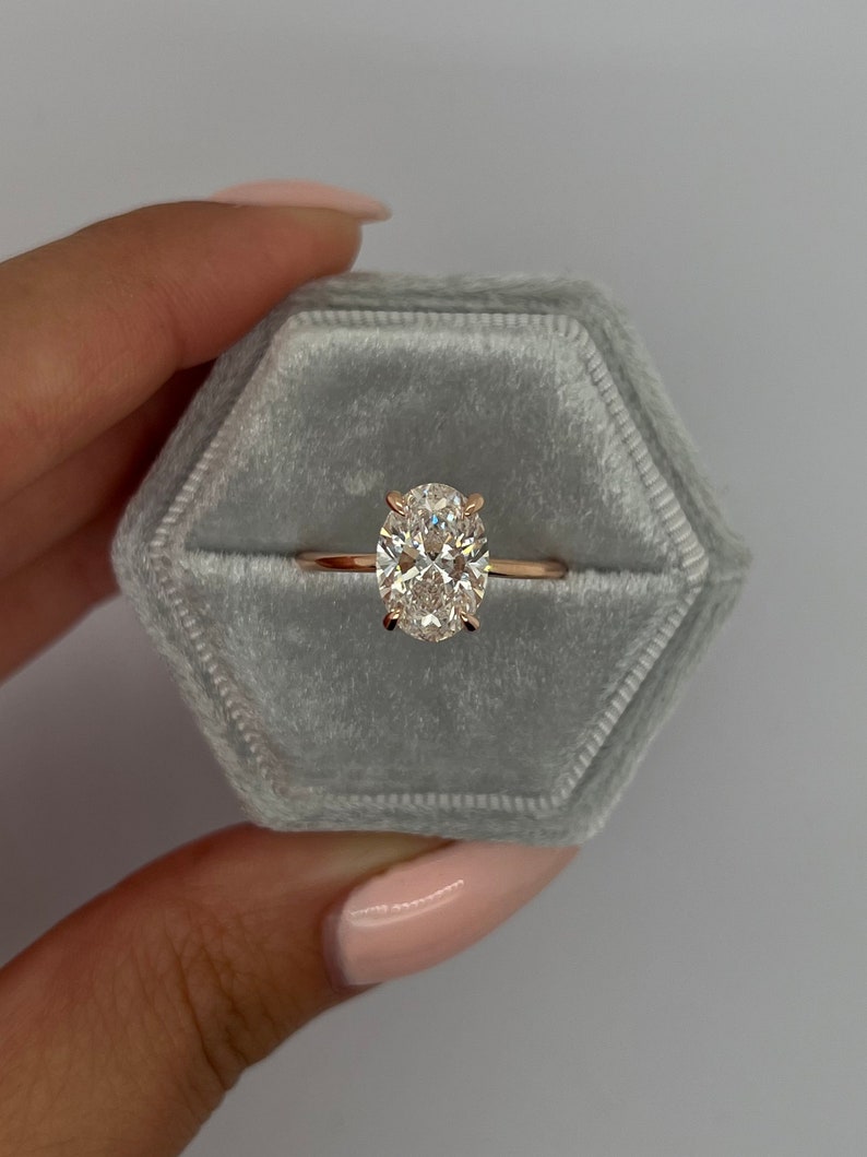 2.5 CT Oval Lab-Grown Diamond Ring With Hidden Halo Elegance