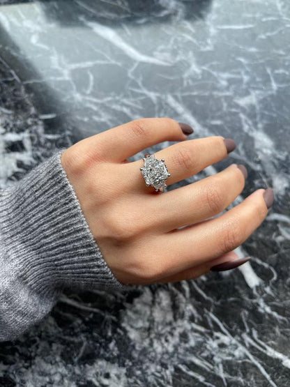 4 Carat Radiant Lab-Grown Diamond Three Stone Engagement Ring 8