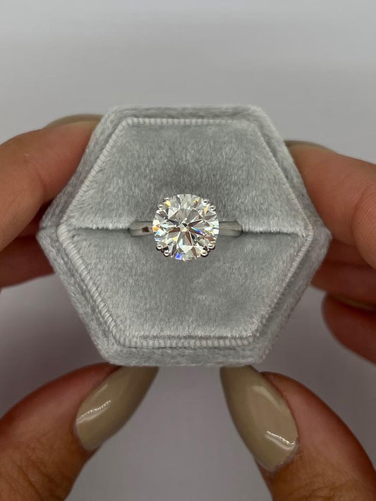 4 Carat Round Lab-Grown Diamond Solitaire Engagement Ring