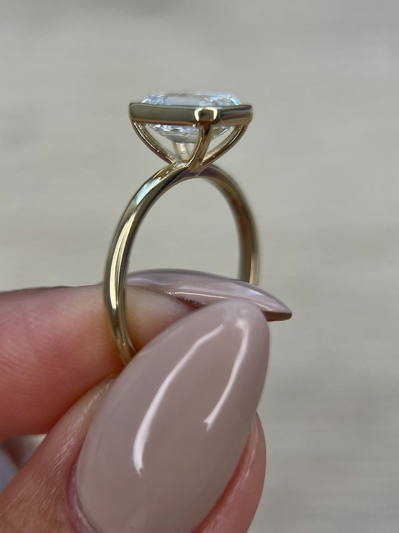 Radiant 2.0 CT Emerald Lab-Grown Diamond Bezel Solitaire Ring 3