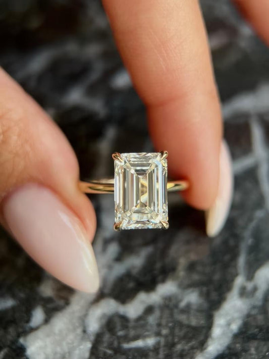 4.38 CT Emerald-Cut Lab Diamond Solitaire Engagement Ring