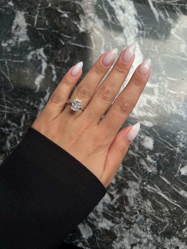 4 CT Radiant Lab-Grown Diamond Hidden Halo Engagement Ring 2