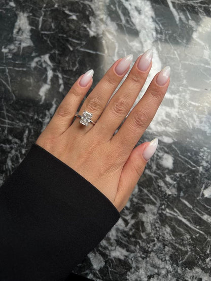 4 CT Radiant Lab-Grown Diamond Hidden Halo Engagement Ring 2