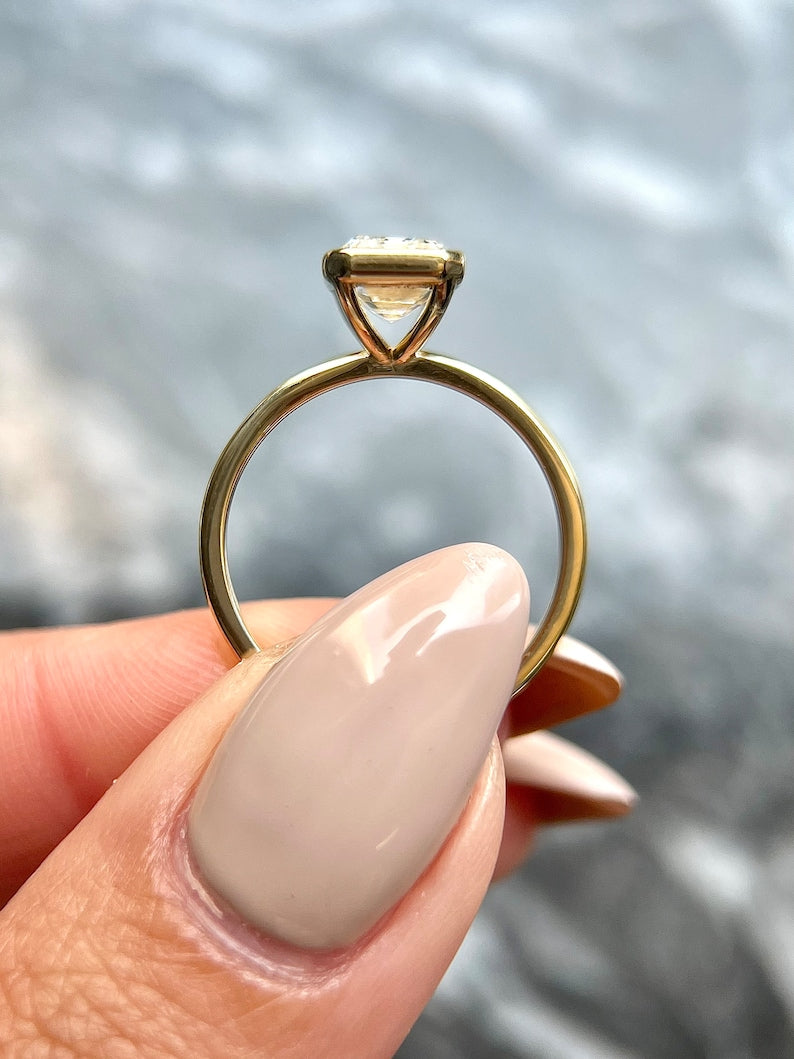 Radiant 2.0 CT Emerald Lab-Grown Diamond Bezel Solitaire Ring 6