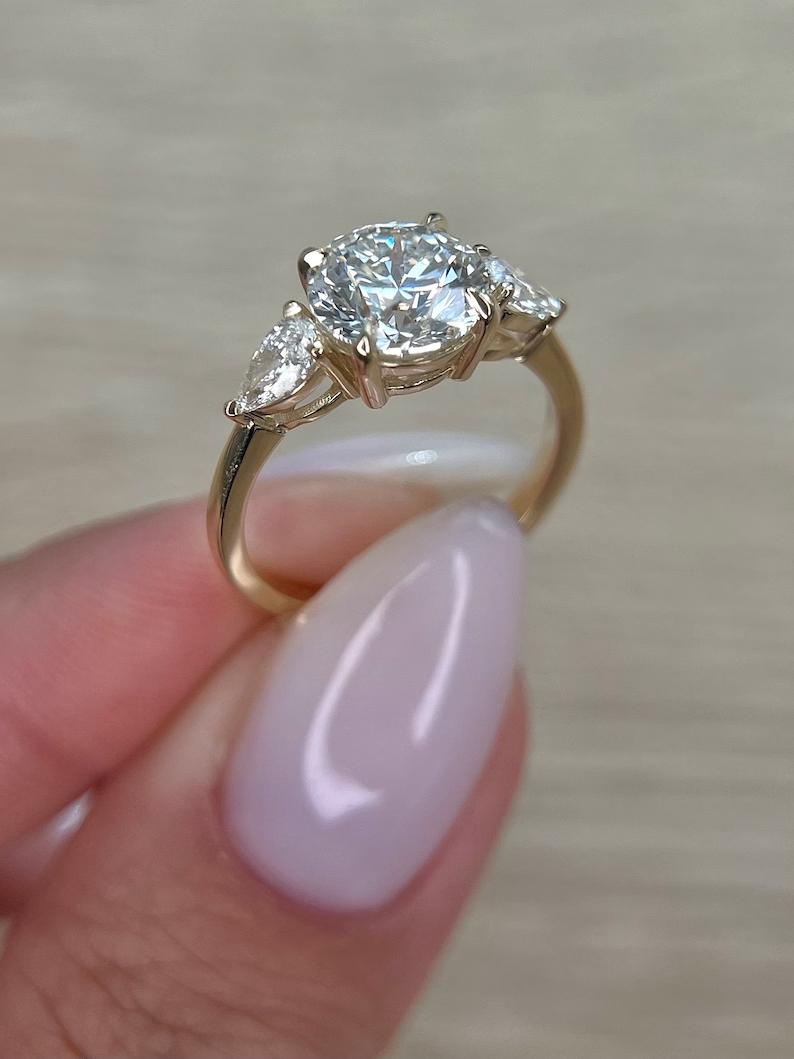 2.5 CT Round Lab-Grown Diamond Trilogy Engagement Ring