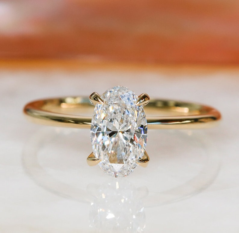 1 Carat Oval Lab-Grown Diamond Solitaire Engagement Ring In Gold