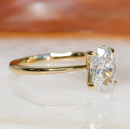 1 Carat Oval Lab-Grown Diamond Solitaire Engagement Ring In Gold