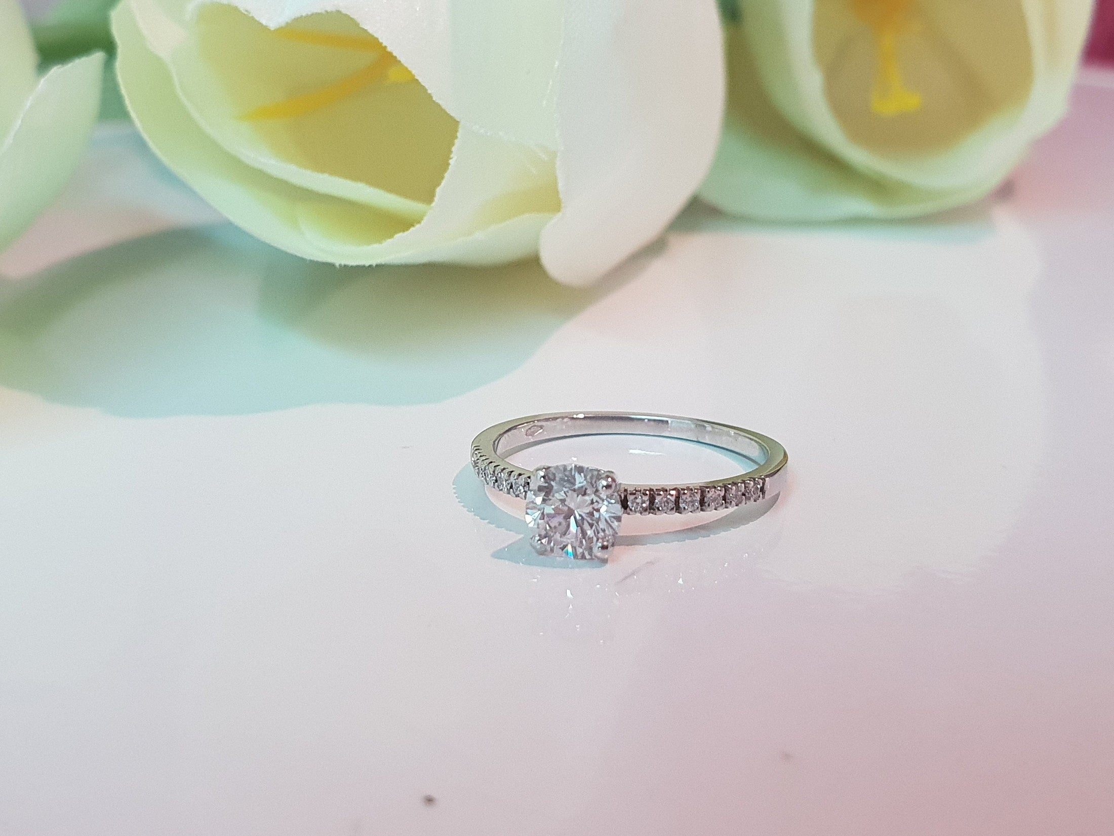 1 CT Round Lab-Grown Diamond Pave Engagement Ring